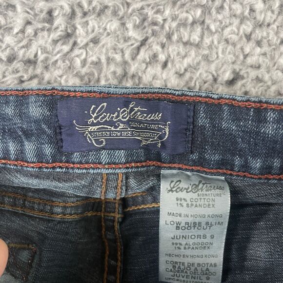 Levi Strauss Signature Series Jeans Paint Splatter Boot Cut Dark Wash Juniors 9 - Picture 4 of 10